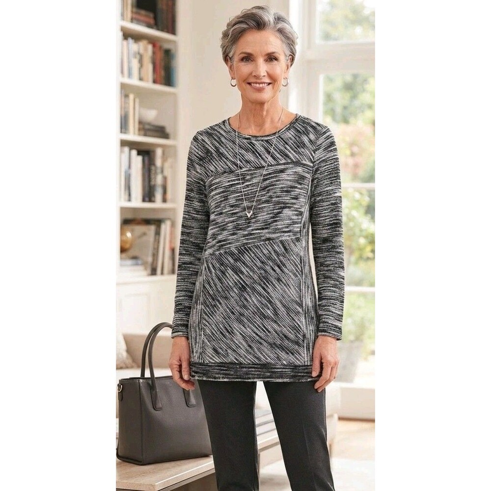 Chico’s NWT Black'n White 3/4 Length Sleeve Tunic Top Sz 0 MSRP $89 (726)